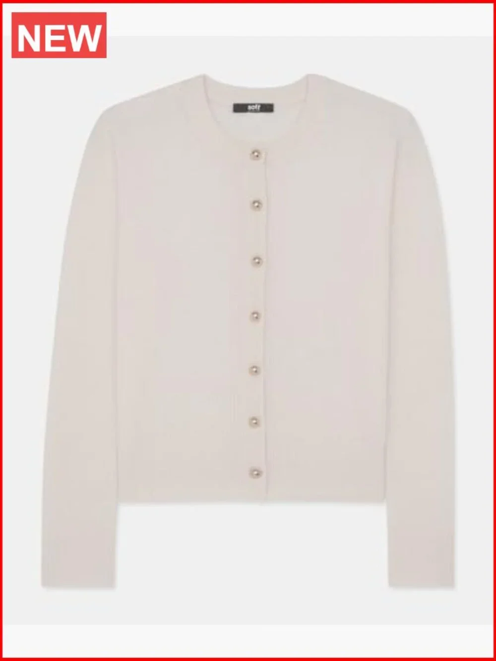 100% Cashmere Button Cardigan, Long Sleeve, Lightweight Knit, Hand Wash - Picture 2 of 2